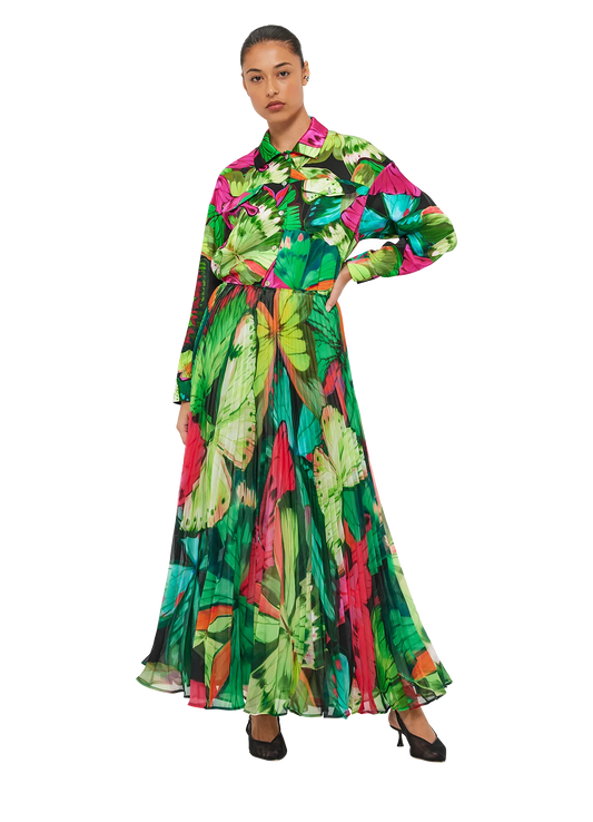 Leo Lin Winona Midi Skirt - Papillon Print in Green