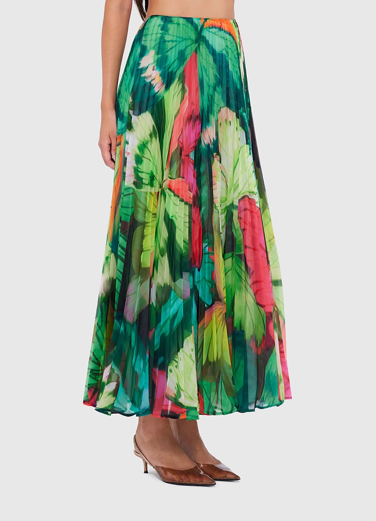 Leo Lin Winona Midi Skirt - Papillon Print in Green