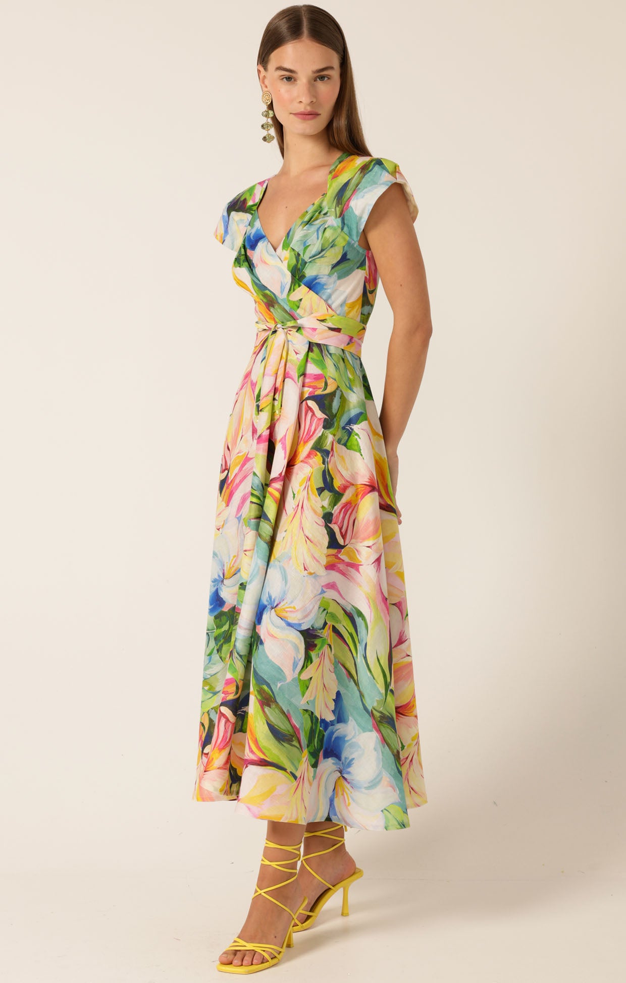 Pre Order SACHA DRAKE Dahlia Midi Dress - Watercolour Floral
