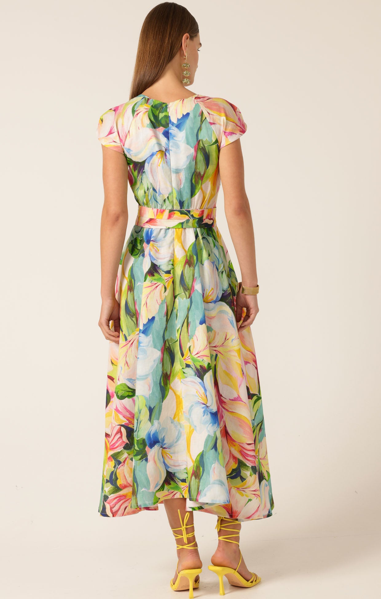 Pre Order SACHA DRAKE Dahlia Midi Dress - Watercolour Floral