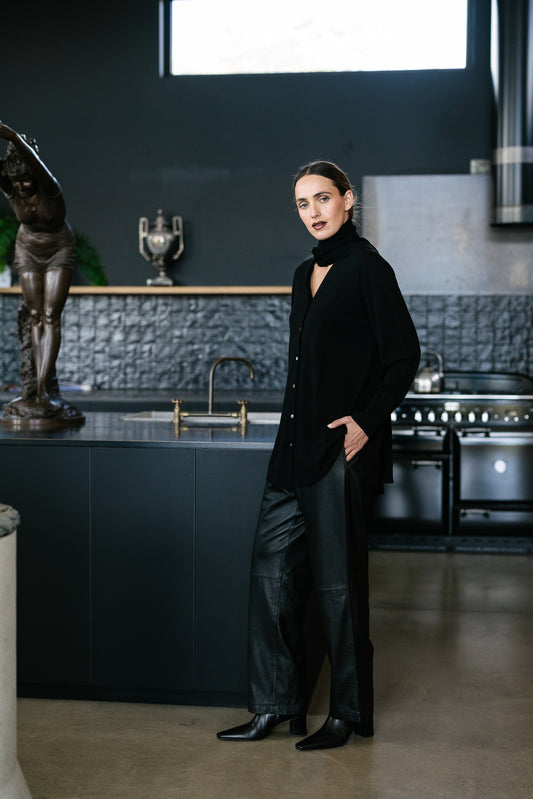 Maud Dainty Clerk Knitted Top - Black or Choc.