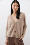 Mia Fratino Mae Cardi - Biscuit Brushed Cashmere COMING BACK SOON