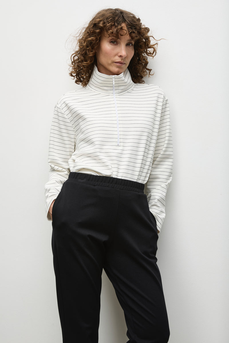 Mela Purdie Zip Front Sweater F535 8539 - CREAM/ BLACK