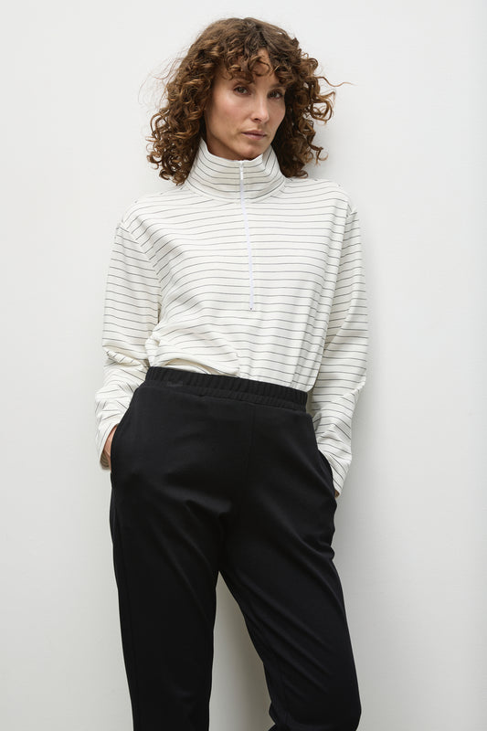 Mela Purdie Zip Front Sweater F535 8539 - CREAM/ BLACK
