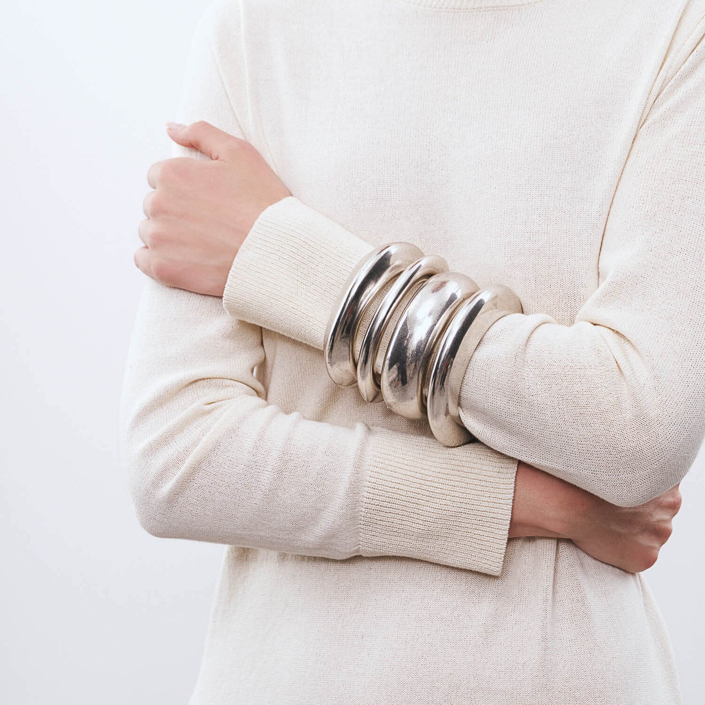 Vanessa Baroni Flat Bangle - Vintage Silver