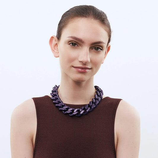 Vanessa Baroni Flat Chain Necklace - Purple