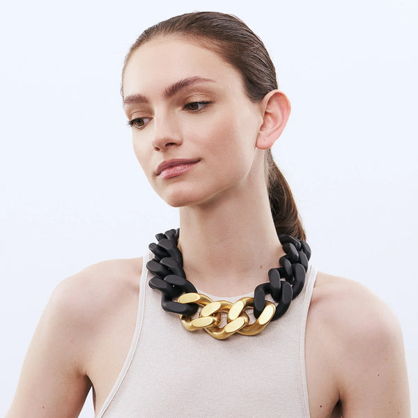 Vanessa Baroni Great Necklace with Gold - Matte Black