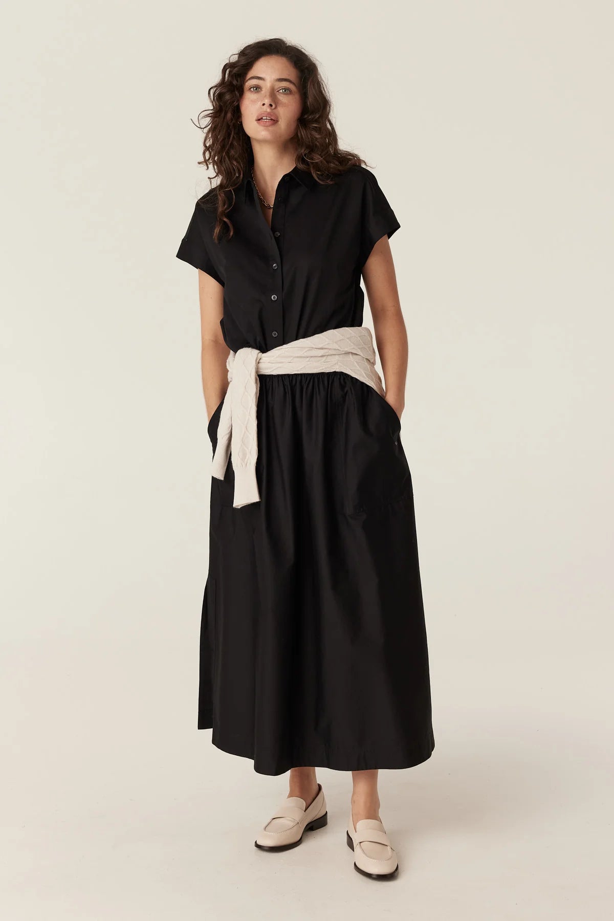 Cable Pima Cotton Shirt - Black