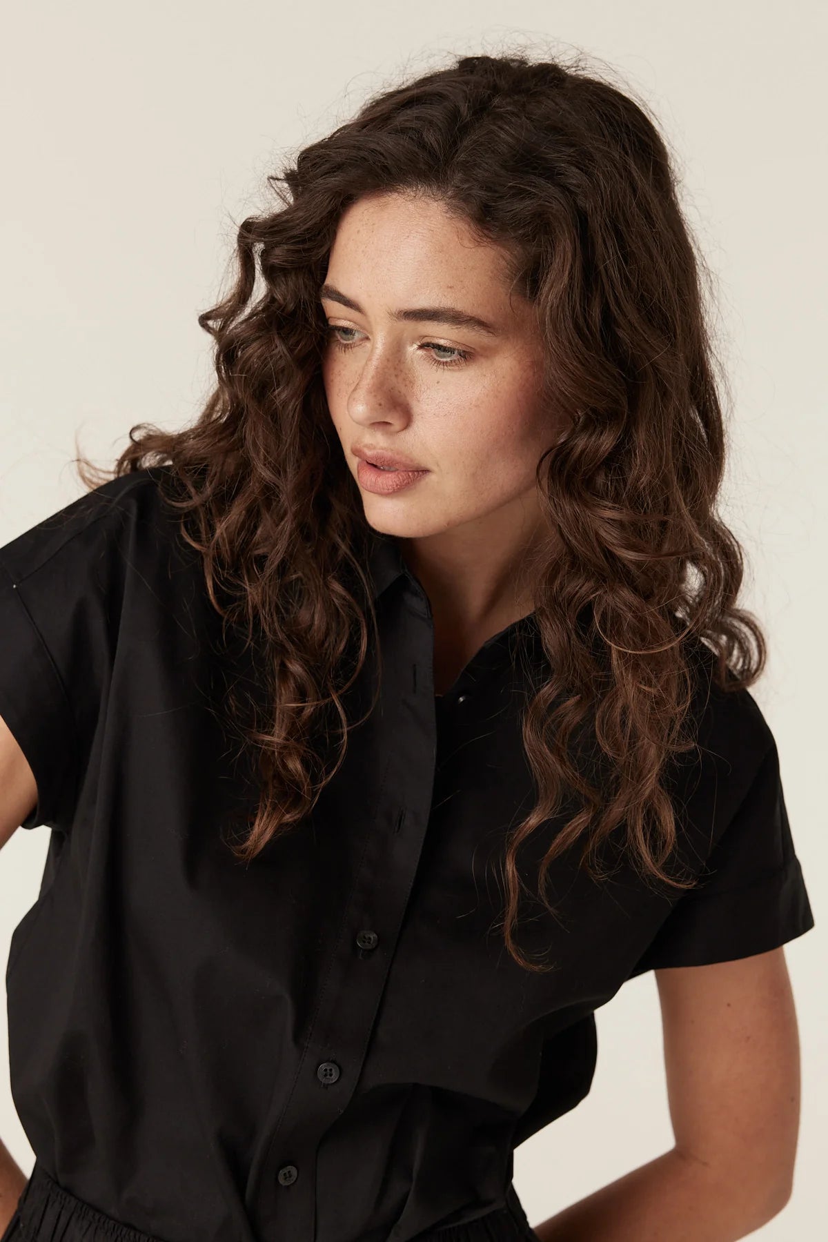 Cable Pima Cotton Shirt - Black