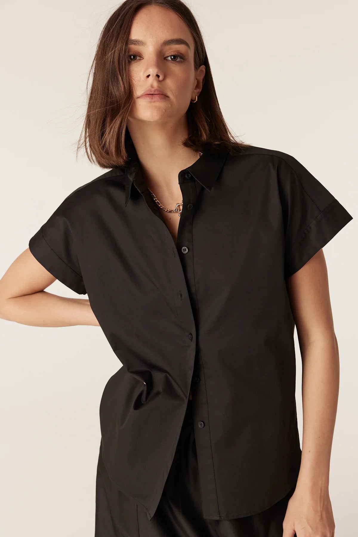 Cable Pima Cotton Shirt - Black