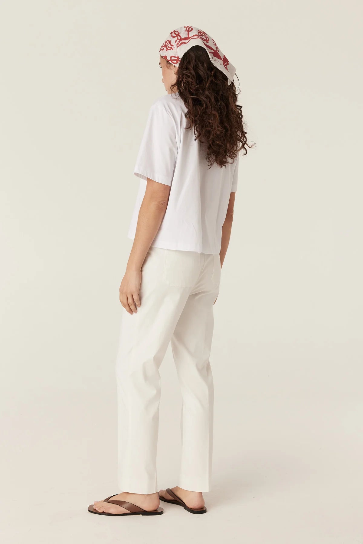 Cable Pima Cotton Boxy Logo Tee - White