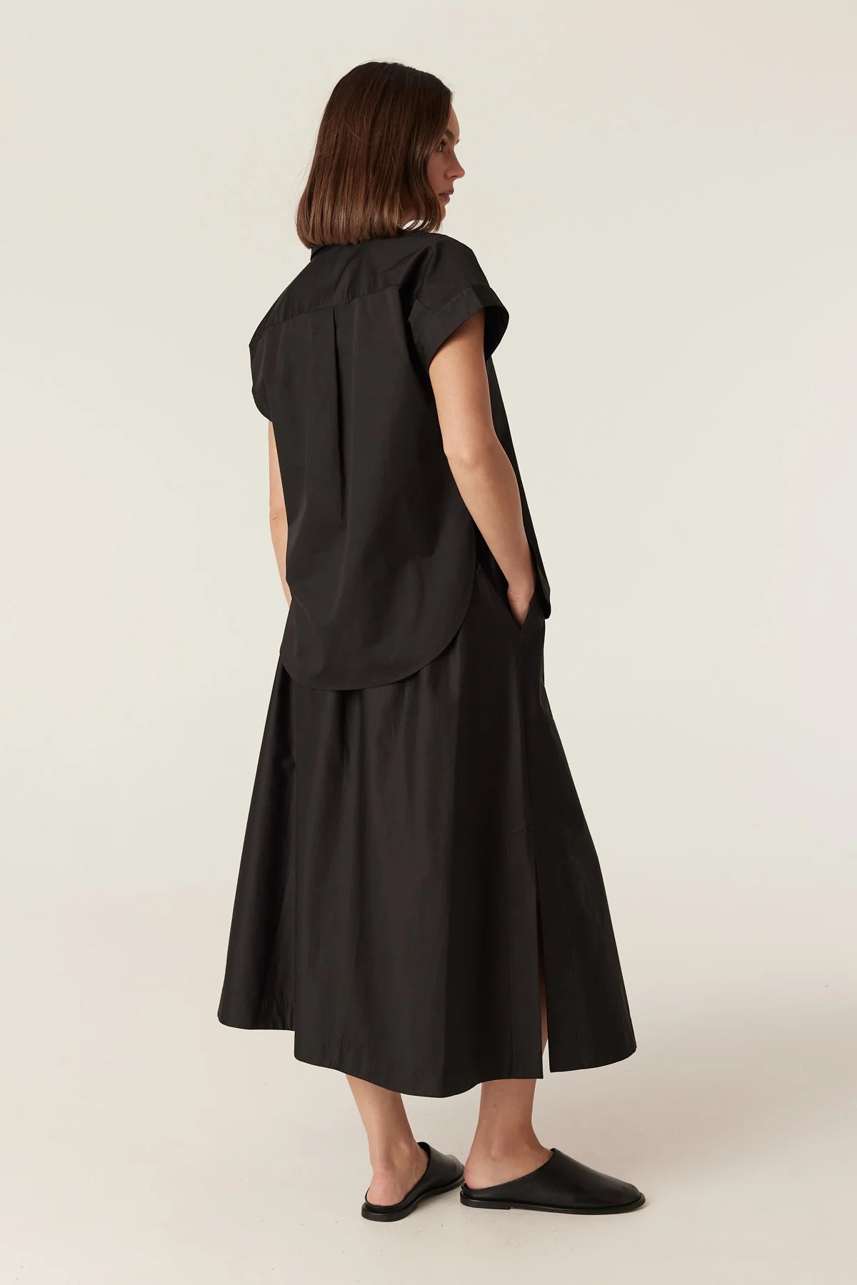 Cable Pima Cotton Midi Skirt - Black
