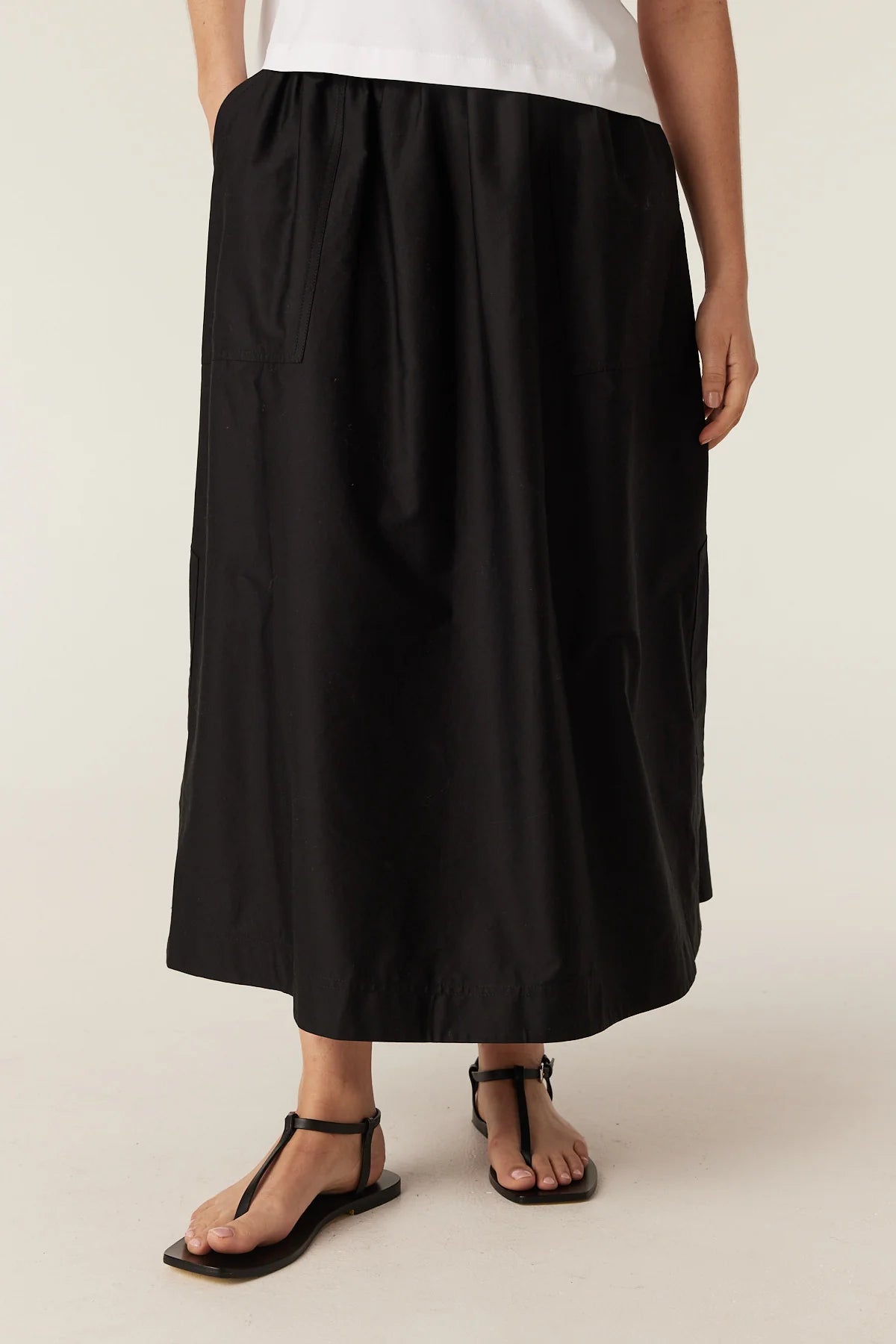 Cable Pima Cotton Midi Skirt - Black