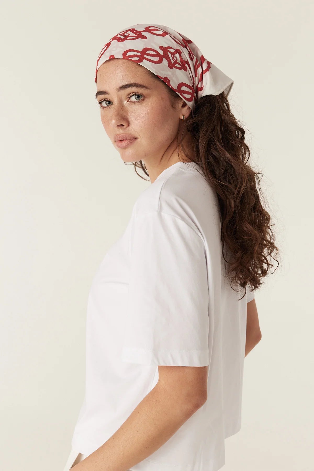 Cable Pima Cotton Boxy Logo Tee - White