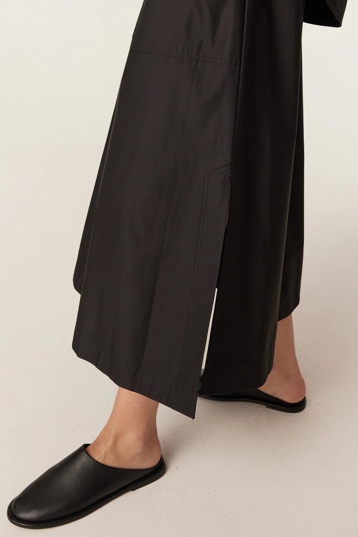 Cable Pima Cotton Midi Skirt - Black