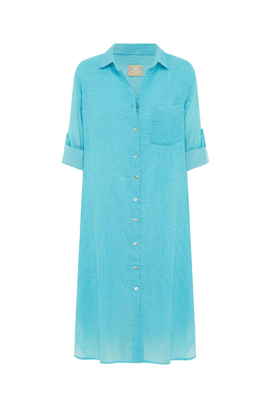 Scandi & Co Hailey Shirt Dress - Blue Curacao