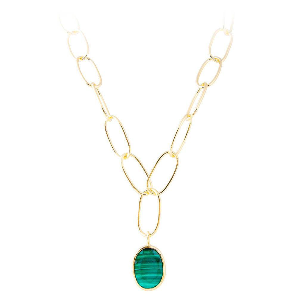 Fairley Free Form Malachite Link Necklace