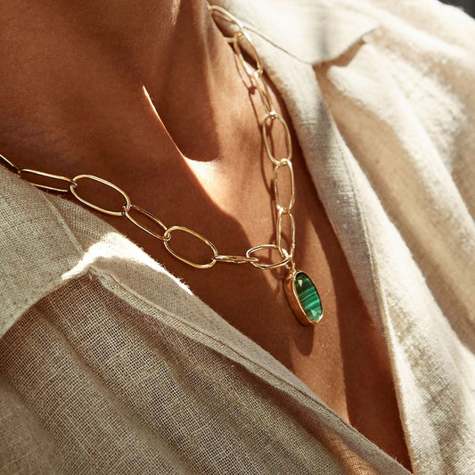 Fairley Free Form Malachite Link Necklace
